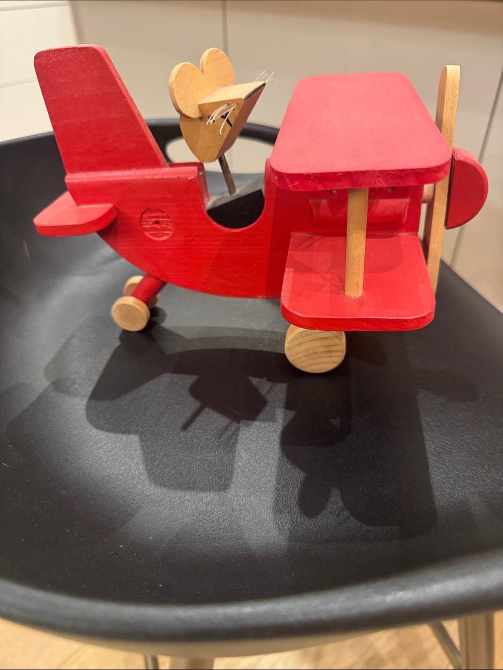 Red Wooden Biplane Toy - au damante